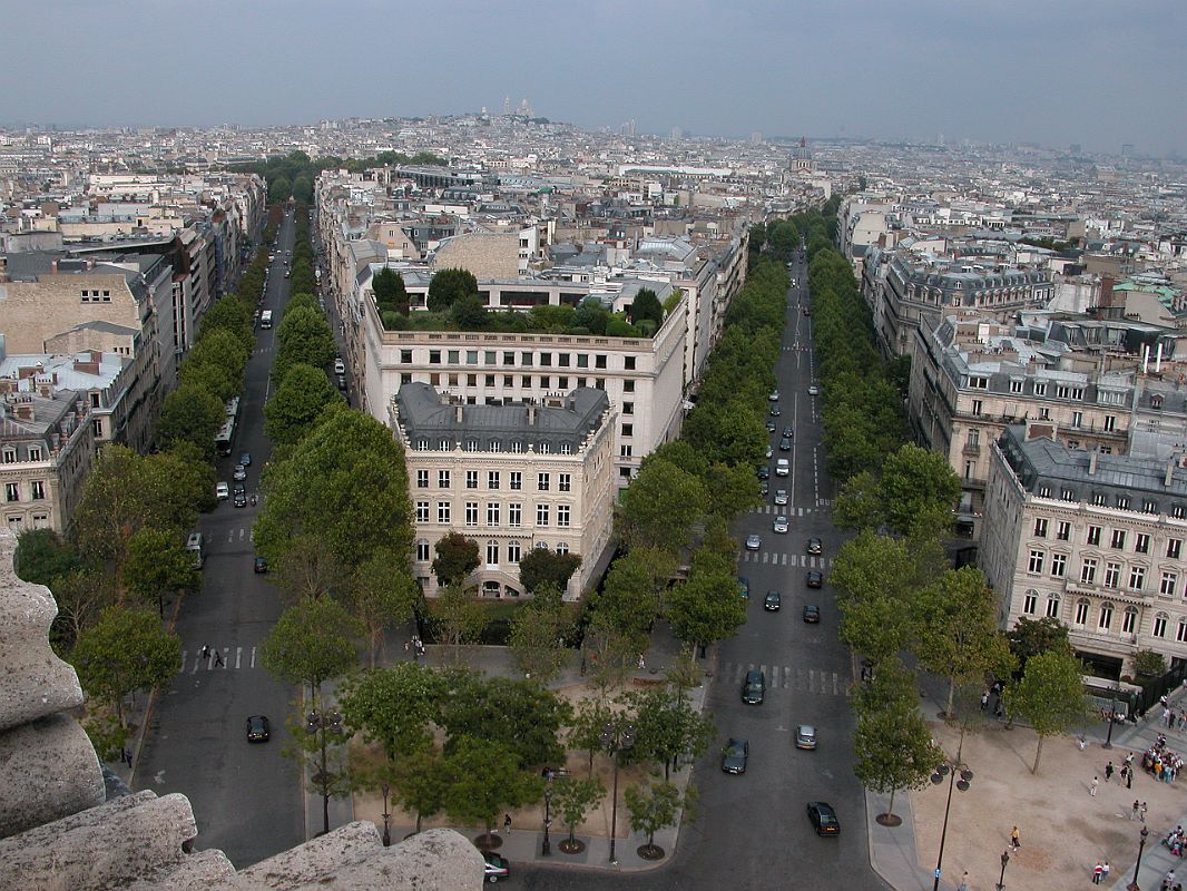 Paris Basilica of the Sacre Coeur 02 Arc de Triomphe View Down Av Hoiche and Av de Friedland Towards Montmartre 